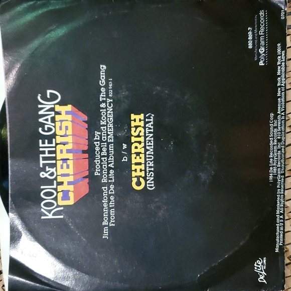 2/$8 KOOL AND THE GANG 45 Rpm Cherish and Cherish instrumental - Picture 2 of 4